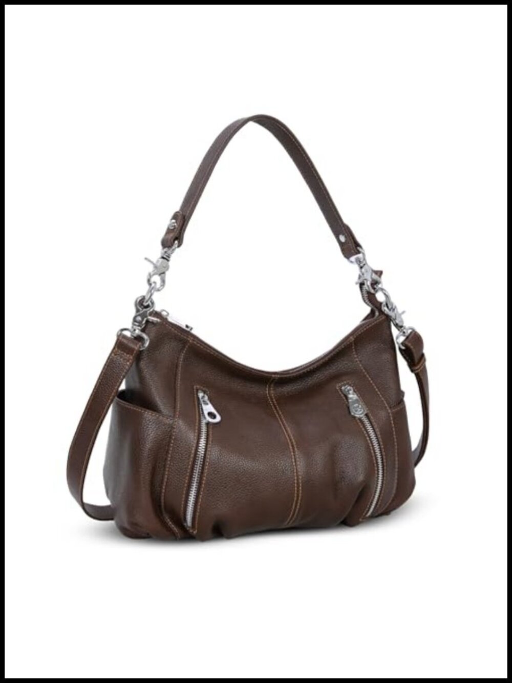 HESHE Pebble Grain Leather Hobo Shoulder Bag Crossbody Purse Satchel